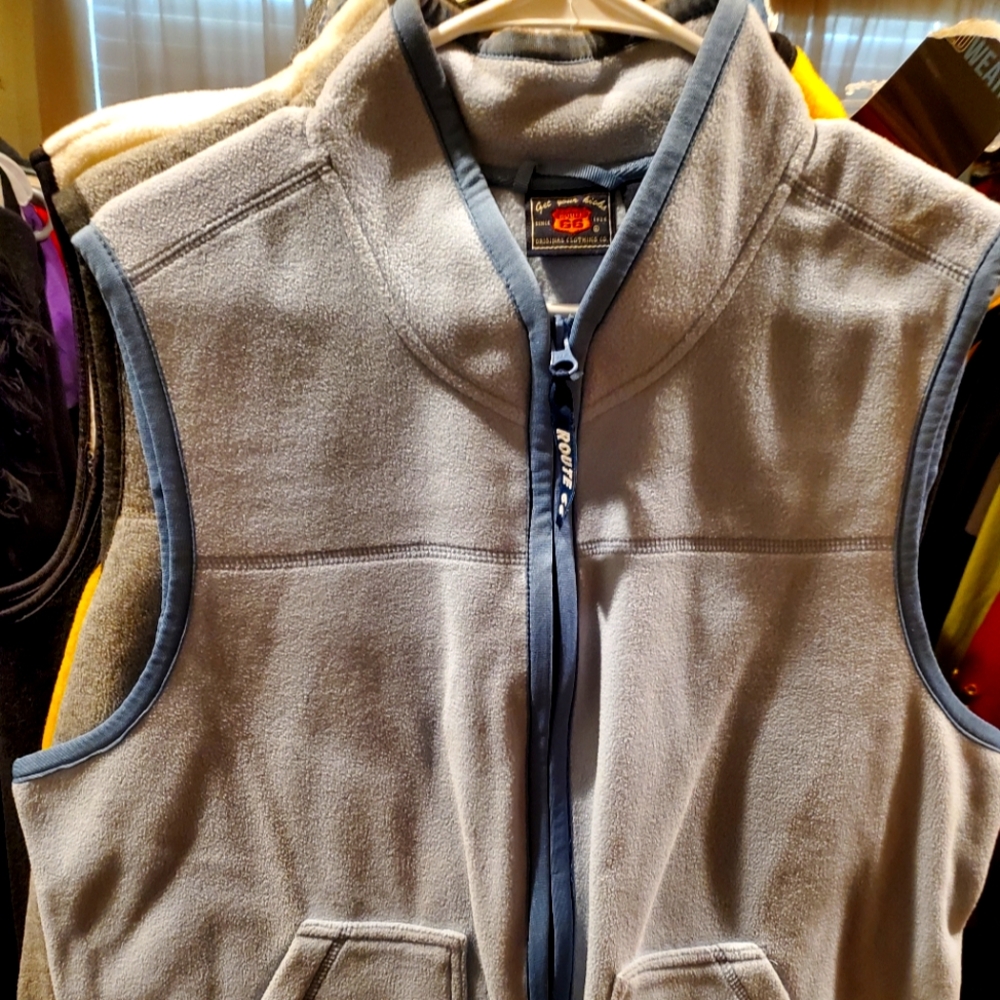 Vintage Route 66 Gray Fleece Vest |l